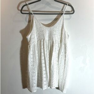 NOUL Sz O/S Baby Doll Crochet Layer Spaghetti Straps  Lined Tank Top Blouse